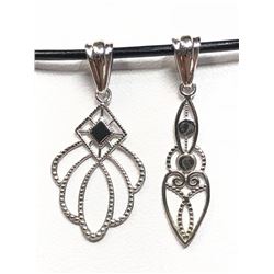 69) STERLING SILVER 2 PENDANT NECKLACE