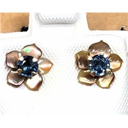 70)10K SAPPHIRE MOTHER OF PEARL JACKET EARRINGS