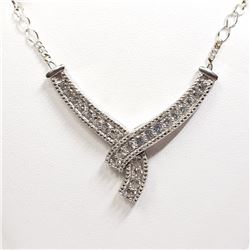 72) STERLING SILVER CUBIC ZIRCONIA NECKLACE