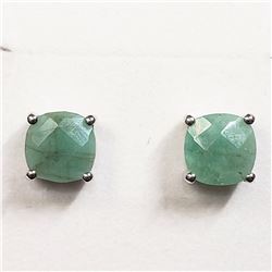 76) STERLING SILVER EMERALD EARRINGS