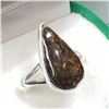 Image 3 : 77) STERLING SILVER AMMOLITE RING SIZE 7.75