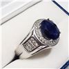 Image 3 : 80) STERLING SILVER SAPPHIRE & CZ RING