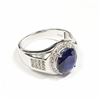 Image 4 : 80) STERLING SILVER SAPPHIRE & CZ RING