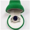 Image 5 : 80) STERLING SILVER SAPPHIRE & CZ RING