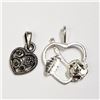 Image 1 : 87) STERLING SILVER MARCASITE 2 HEART PENDANT
