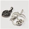 Image 2 : 87) STERLING SILVER MARCASITE 2 HEART PENDANT