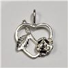 Image 3 : 87) STERLING SILVER MARCASITE 2 HEART PENDANT