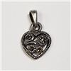 Image 4 : 87) STERLING SILVER MARCASITE 2 HEART PENDANT