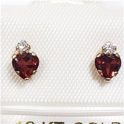 88)10K YELLOW GOLD GARNET CUBIC ZIRCONIA EARRINGS