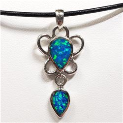 89) STERLING SILVER CREATED OPALITE NECKLACE