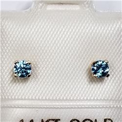 91)14K YELLOW GOLD BLUE ZIRCON EARRINGS