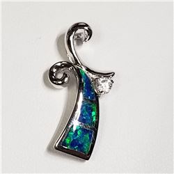 96) STERLING SILVER CREATED OPALITE & PENDANT