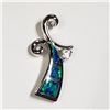 Image 1 : 96) STERLING SILVER CREATED OPALITE & PENDANT