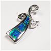 Image 2 : 96) STERLING SILVER CREATED OPALITE & PENDANT