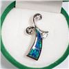 Image 3 : 96) STERLING SILVER CREATED OPALITE & PENDANT