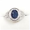 Image 1 : 98) STERLING SILVER SAPPHIRE & CZ RING