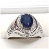 Image 3 : 98) STERLING SILVER SAPPHIRE & CZ RING