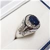 Image 4 : 98) STERLING SILVER SAPPHIRE & CZ RING