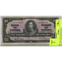 1937 CANADIAN $10 BILL.