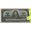 Image 1 : 1937 CANADIAN $5 BILL.