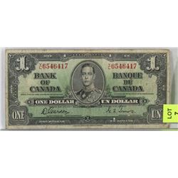 1937 CANADIAN $1 BILL.