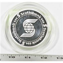 SCOTIABANK 5 TROY OUNCE .999 SILVER ROUND.