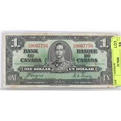 1937 CANADIAN $1 BILL.