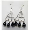 Image 1 : 27) 14K WHITE GOLD ONYX CHANDELIER EARRINGS