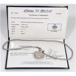 18KT WHITE GOLD PAVE SET HEART SHAPED PENDANT WITH