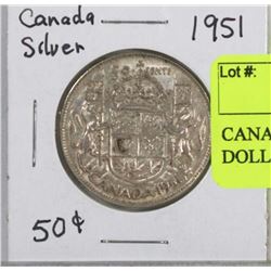 CANADAN SILVER 1951 HALF DOLLAR