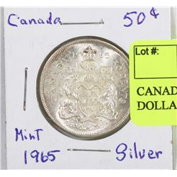 CANADIAN SILVER 1965 HALF DOLLAR
