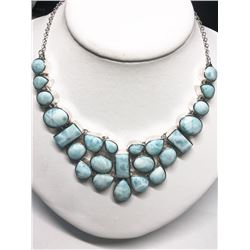 3) STERLING SILVER BLUE LARIMAR NECKLACE