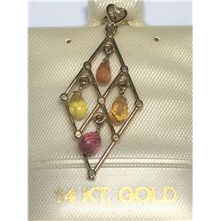 13) 14KT GOLD SAPPHIRE PENDANT