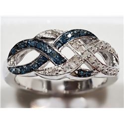 15) ST. SILVER RHODIUM PLATED DIAMOND RING SIZE 7