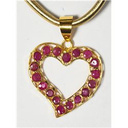 26) 18K YELLOW GOLD RUBY PENDANT W/FASHION CORD