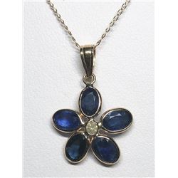 33) 10/14KT SAPPHIRE & DIAMOND PENDANT NECKLACE