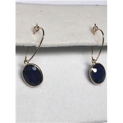 36) 14KT GOLD BLUE SAPPHIRE EARRINGS