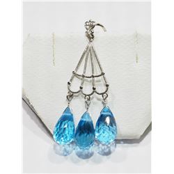 37) 14K WHITE GOLD BLUE TOPAZ EARRINGS