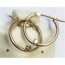 39) 14KT GOLD DIAMOND HOOP EARRINGS