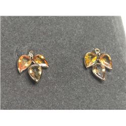 40) 14KT GOLD YELLOW SAPPHIRE & DIAMOND EARRINGS