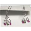 Image 1 : 43) 14K GOLD MULTI COLORED SAPPHIRES EARRINGS