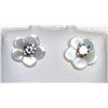 Image 1 : 45) 14KT GOLD 2 DIAMONDS MOTHER OF PEARL EARRINGS