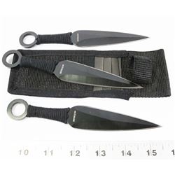 SET OF 3 THROWING KNIVES WITH SHEATH - NEW.