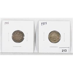 1898 & 1901 CANADA SILVER 10 CENT PIECES