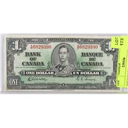 1937 CANADIAN $1.00 BILL.