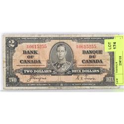1937 CANADIAN $2.00 BILL.