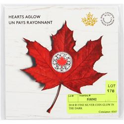 2018 $5 FINE SILVER COIN GLOW IN THE DARK