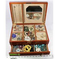ESTATE JEWELLERY BOX FILLED WITH JEWELLERY