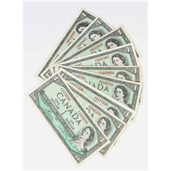 LOT OF 9- 1954 1 DOLLAR BILLS