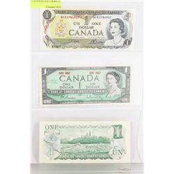 LOT OF 3  CANADIAN DOLLAR BILLS